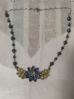 Source Unknown Blue and Yellow Floral Crystal Necklace - Women Jewelry